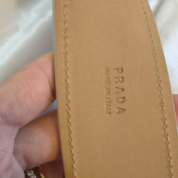 Prada Cream Leather Belt With Silver Hardware Sz 34 US - Picture 5 of 9